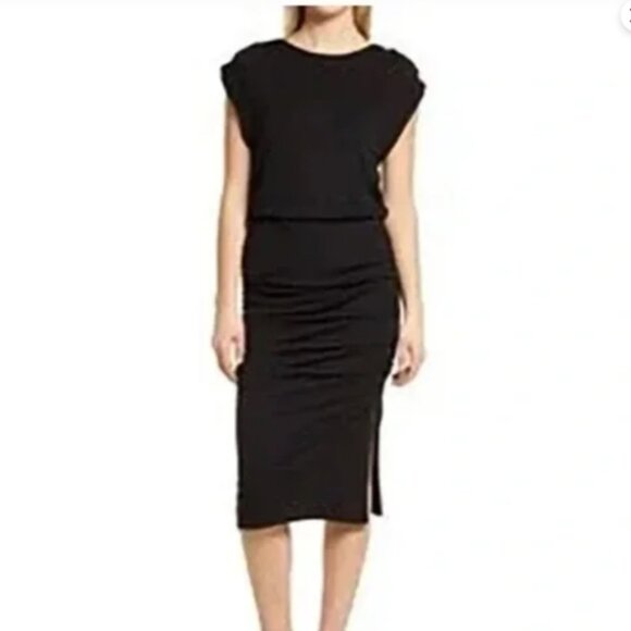 Halogen * Women’s Gathered Midi Dress * Size 2X – Black (NWT) 🖤 - Picture 1 of 7